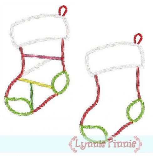 Zig Zag Stocking Applique - Plain and Patchwork 4x4 5x7