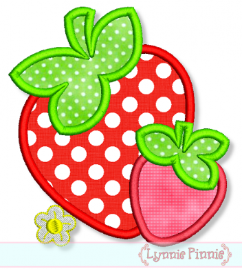 Strawberries Applique 4x4 5x7 6x10