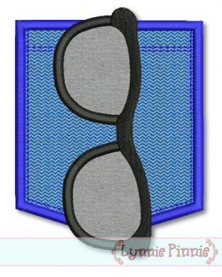 Sunglasses Pocket Applique 1 Machine Embroidery Design File 4x4 5x7