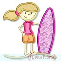 Surfer Girl Applique 4x4 5x7