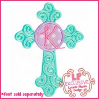 Swirl Cross Circle Applique 4x4 5x7 6x10 7x11 SVG