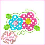 Swirl Flowers Applique 4x4 5x7 6x10