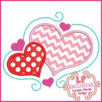 Swirl Hearts Applique 4x4 5x7 6x10 7x11 SVG