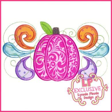 Bright Swirly Pumpkin Applique 4x4 5x7 6x10 7x11 SVG