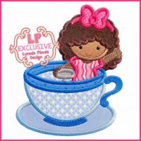 Teacup Ride Girl with Curly Hair 4x4 5x7 6x10 7x11
