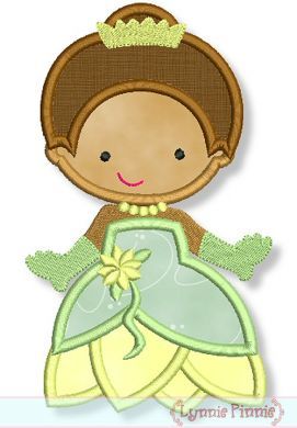 Cutie Frog Princess Applique 4x4 5x7 6x10