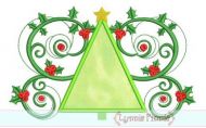 Christmas Tree Flourish Applique 4x4 5x7 6x10 SVG