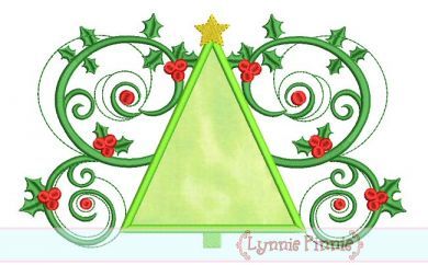 Christmas Tree Flourish Applique 4x4 5x7 6x10 SVG