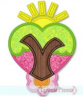 Heart Tree with Sun and Flower Applique 4x4 5x7