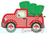 Christmas Truck with Tree Applique 4x4 5x7 6x10