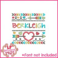 Tribal Arrows & Hearts Name Frame Applique 4x4 5x7 6x10 7x11