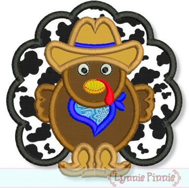 Cowboy Turkey Applique 4x4 5x7 6x10 7x11