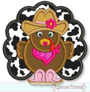 Cowgirl Turkey Applique 4x4 5x7 6x10 7x11