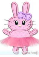 Tutu Bunny Applique with 3D Skirt 4x4 5x7 6x10 SVG