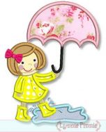 Umbrella Girl Applique 4x4 5x7 6x10