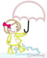 Zig Zag Umbrella Girl Applique 4x4 5x7 6x10