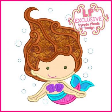 Underwater Mermaid with Bubbles Applique 4x4 5x7 6x10 7x11