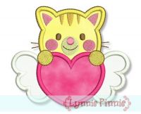 Sweetheart Valentine Cat Applique 4x4 5x7