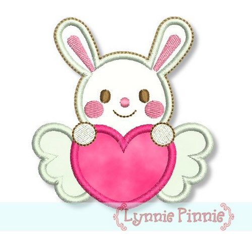 Sweetheart Valentine Bunny Applique 4x4 5x7