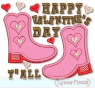 Valentine Boots Applique 4x4 5x7 6x10