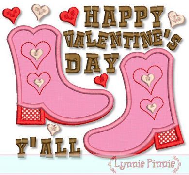 Valentine Boots Applique 4x4 5x7 6x10