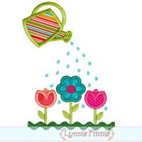 Watering Can with Flower Garden Applique 4x4 5x7 6x10 7x11 SVG