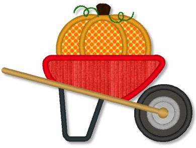 Pumpkin in Wheelbarrow Applique 4x4 5x7