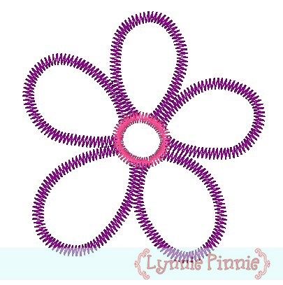 Zig Zag Flower Applique 4x4 5x7 6x10