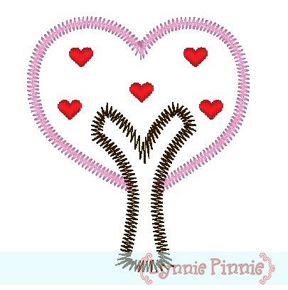 Zig Zag Heart Tree Applique 4x4 5x7 6x10