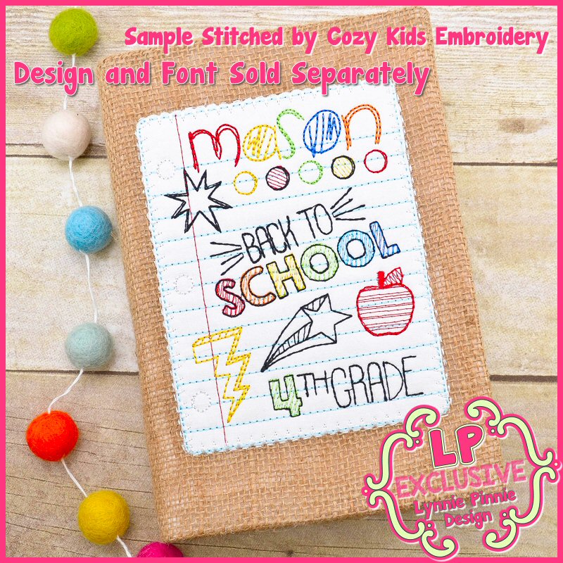 Back to School Notebook Paper Doodles SET Applique /& Sketch Scribble 4x4 5x7 6x10  Machine Embroidery Design File
