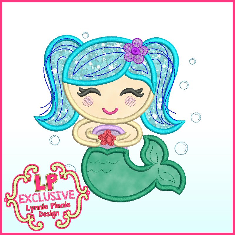 Sea Embroidery 5x4 5x7 5x8 6x10 7x12 Mermaid Embroidery Cute Little Mermaid Applique Embroidery Design Machine Embroidery Design